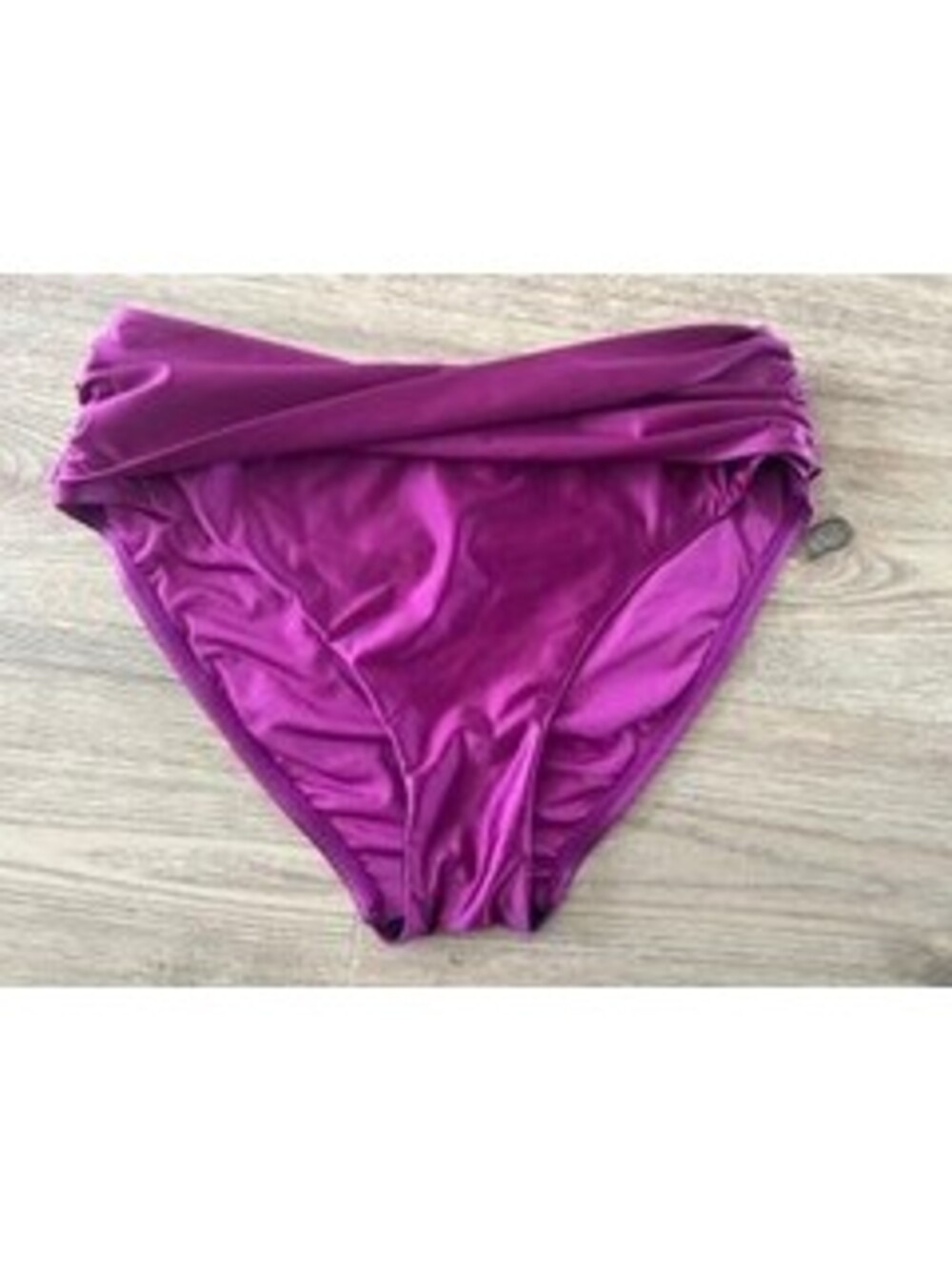 La Blanca Womens Purple Foldover High Waisted Bikini Bottom Swimwear Size 6 (M)